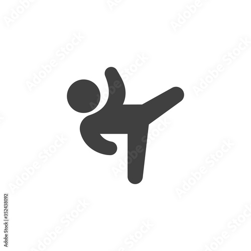 Karate kick vector icon. filled flat sign for mobile concept and web design. Karate man training glyph icon. Symbol, logo illustration. Vector graphics