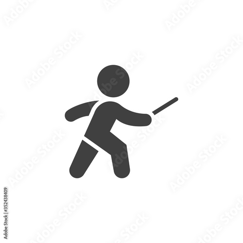 Fencing sport vector icon. filled flat sign for mobile concept and web design. Fencer man glyph icon. Symbol, logo illustration. Vector graphics