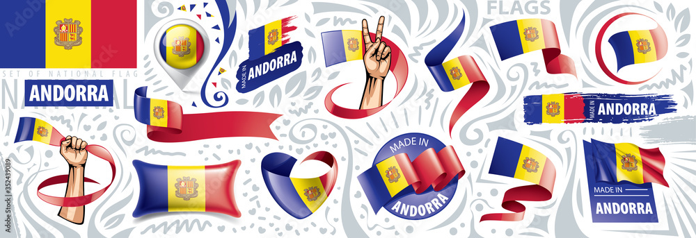 Vector set of the national flag of Andorra in various creative designs