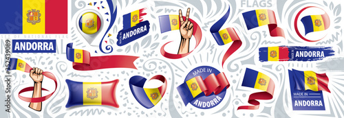 Vector set of the national flag of Andorra in various creative designs