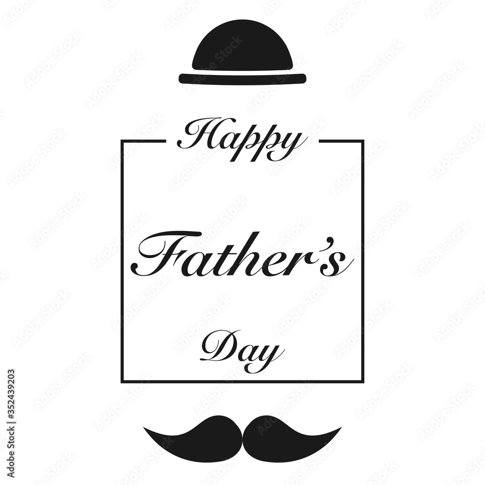 Happy Fathers Day Hat With Mustache Icons With Greeting Text happy-fathers-day-hat-with-mustache-icons-with-greeting-text