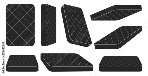 Orthopedic mattress vector black set icon. Vector illustration mattress of bed on white background .Black set icon furniture of bedroom.