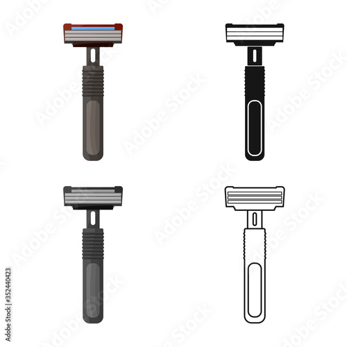 Isolated object of razor and hair symbol. Web element of razor and shaving stock vector illustration.