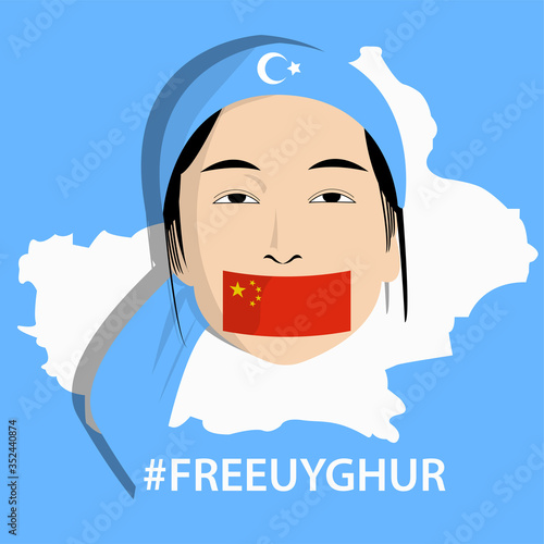 Free Uyghur the symbol of humanity and solidarity. -Vector photo