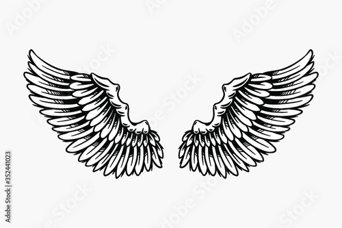Wings outline sticker overlay vector