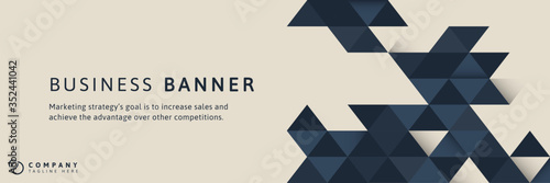 Blue geometric pattern on beige business banner template vector