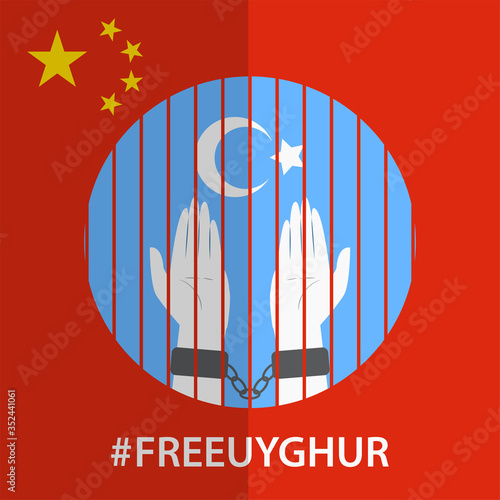 Free Uyghur the symbol of humanity and solidarity. -Vector photo