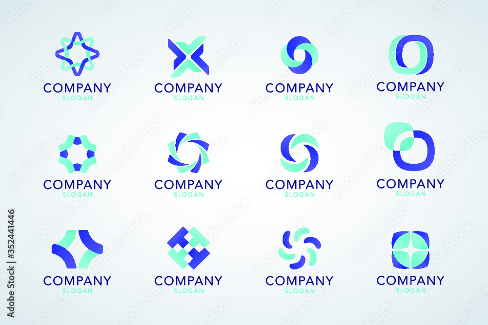 Blue company slogan collection vector Blue company slogan collection vector