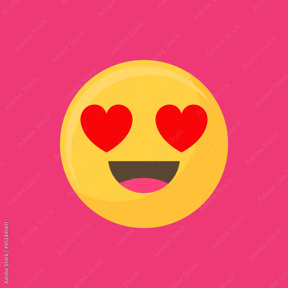 Heart-eyes face emoticon symbol vector Heart-eyes face emoticon symbol vector