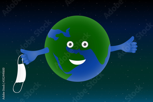 Recovery of planet Earth. Pandemic ending. Vector illustration.
