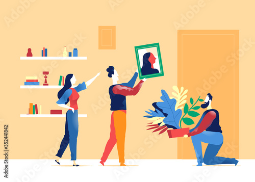 Le persone che arredano la casa