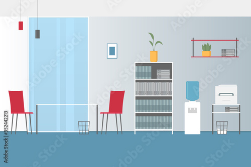 Home office interior. Vector illustration.