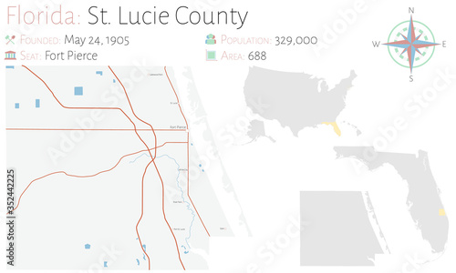 Large and detailed map of Saint Lucie county in Florida, USA.