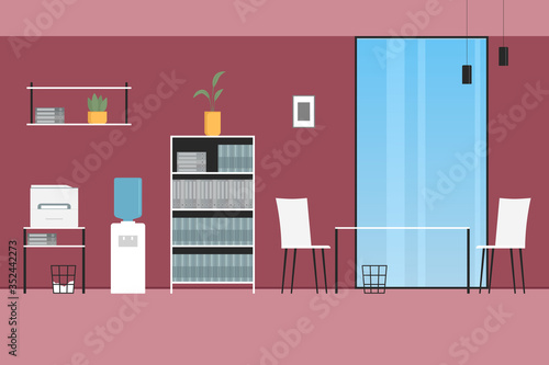 Office room interior. Vector illustration.