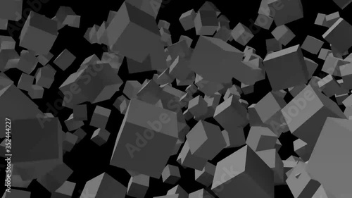 3d rendering of cubes. Looped futuristic animation.  Motion designwith geometric shapes. Technology theme.