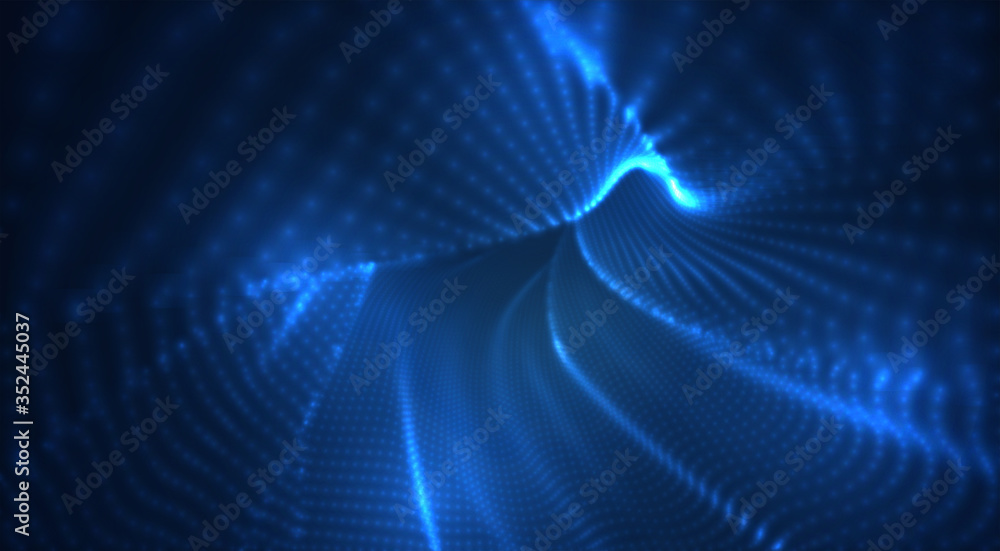 vector blue glowing data stream in virtual space vector blue glowing data stream in virtual space