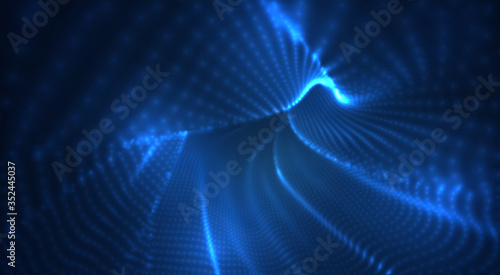 vector blue glowing data stream in virtual space