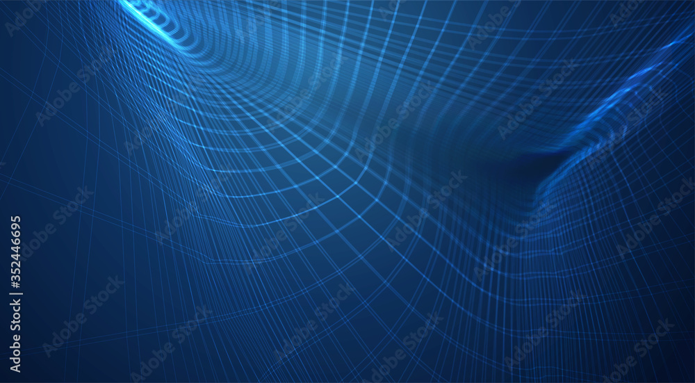 vector blue background of 3d polygonal mesh, bends, waves and flows vector blue background of 3d polygonal mesh, bends, waves and flows