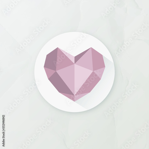 Pink crystal heart badge vector