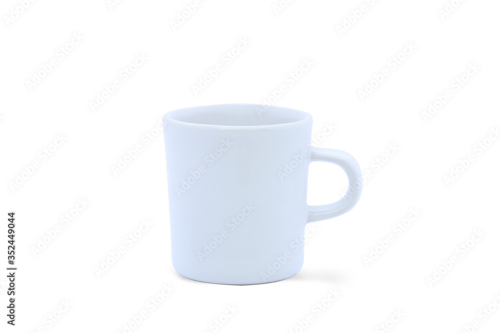 Empty white mug or coffee cup isolated on white background with clipping path Empty white mug or coffee cup isolated on white background with clipping path