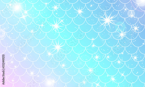 Mermaid kawaii pattern. Fish scale. Vector.