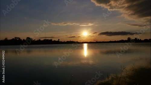 Timelapse of Sunset over the lake.