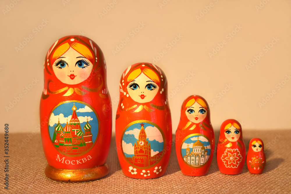 five russian nesting dolls on the table