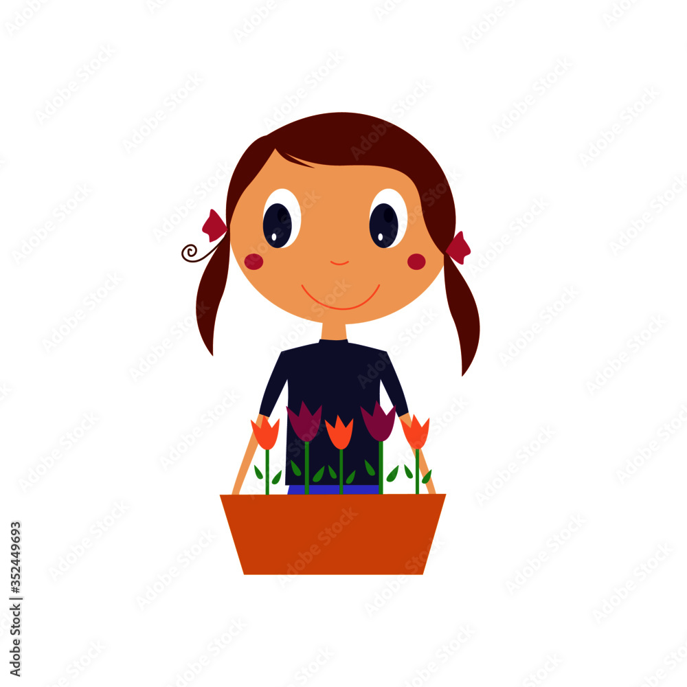 Cute Little smiling Kid with Garden Cute Little smiling Kid with Garden