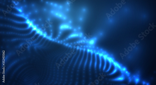 vector blue glowing data stream in virtual space