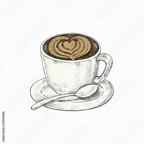 Hand drawn latte art drink vector