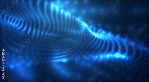 vector blue glowing data stream in virtual space