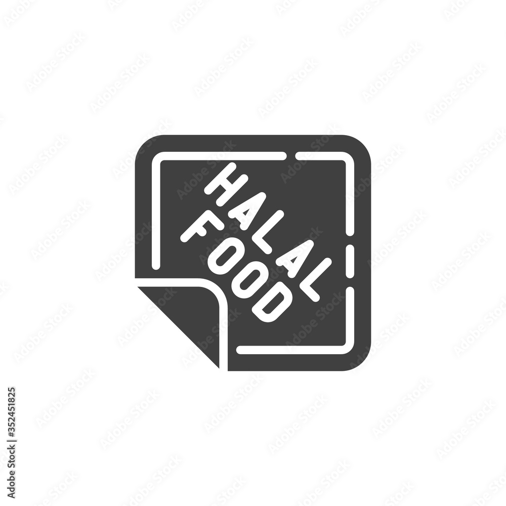 Halal food logo vector icon. filled flat sign for mobile concept and web design. Islamic Halal sticker glyph icon. Symbol, logo illustration. Vector graphics Halal food logo vector icon. filled flat sign for mobile concept and web design. Islamic Halal sticker glyph icon. Symbol, logo illustration. Vector graphics