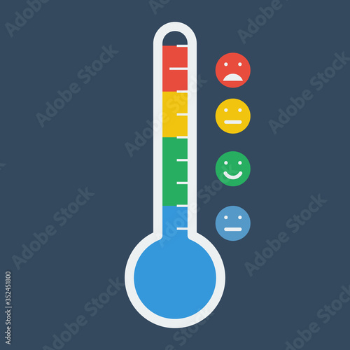 thermometers with emoticon faces, weather forecast icons set