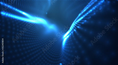 vector blue glowing data stream in virtual space