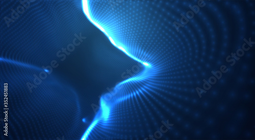 vector blue glowing data stream in virtual space