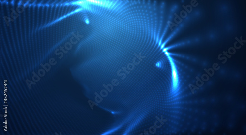 vector blue glowing data stream in virtual space