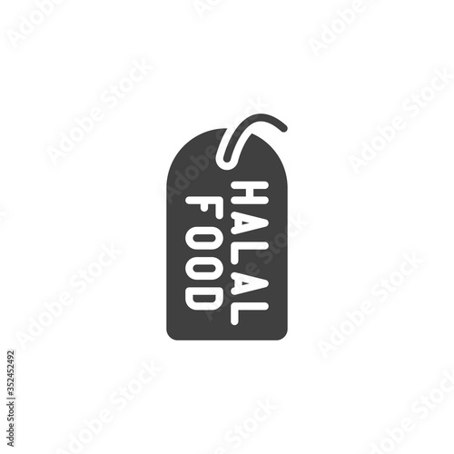 Halal food price tag vector icon. filled flat sign for mobile concept and web design. Muslim halal food badge glyph icon. Symbol, logo illustration. Vector graphics