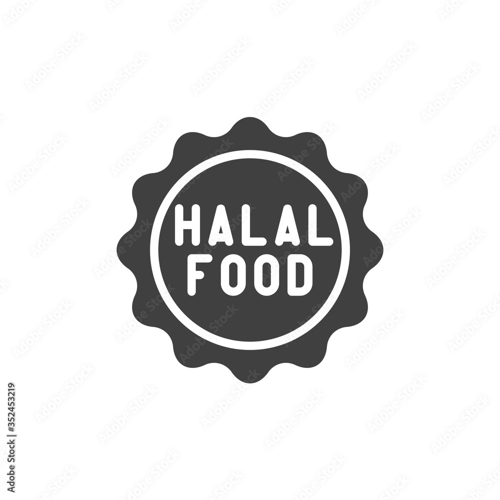 Halal food logo vector icon. filled flat sign for mobile concept and web design. Muslim halal label glyph icon. Symbol, logo illustration. Vector graphics Halal food logo vector icon. filled flat sign for mobile concept and web design. Muslim halal label glyph icon. Symbol, logo illustration. Vector graphics