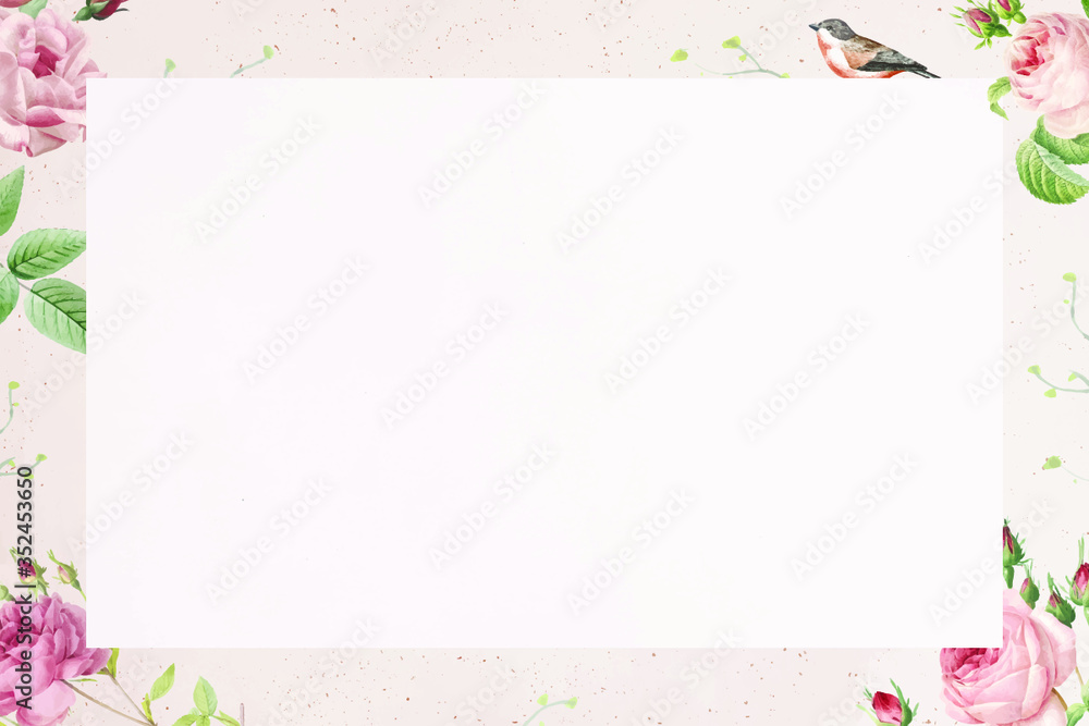 Pink rose pattern on white background vector