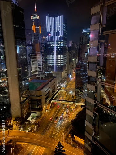 Hong Kong Admiralty district at night time. photo