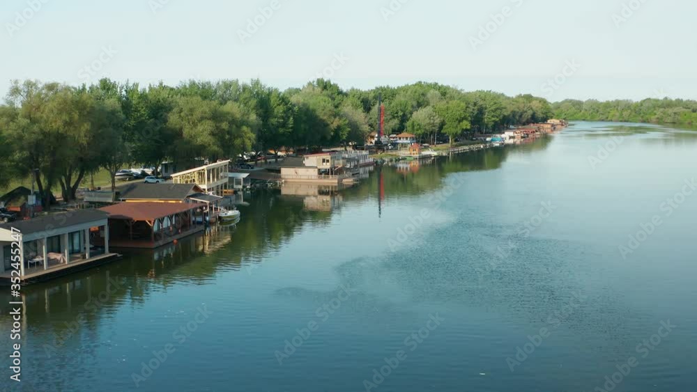 Floating houses on Tisza river in Tiszafured, Hungary. Floating houses on Tisza river in Tiszafured, Hungary.