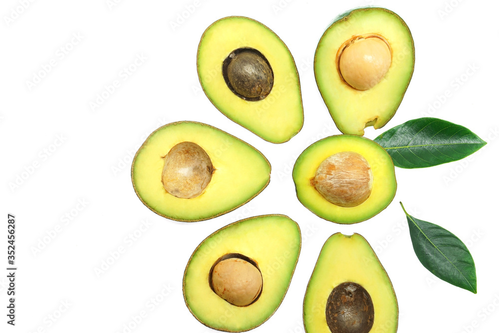 Avocado with leaf isolated on white Clipping Path. Professional food photography Avocado with leaf isolated on white Clipping Path. Professional food photography