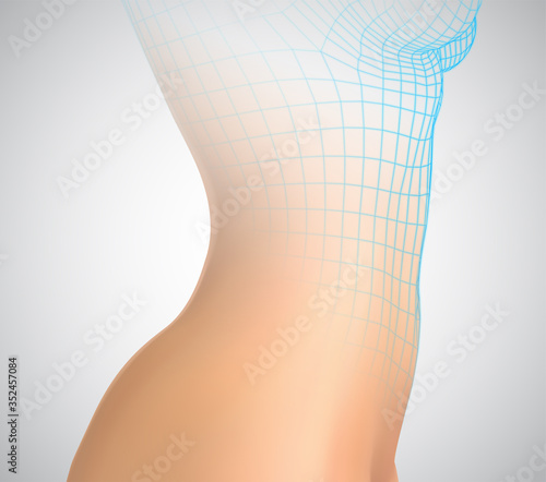 vector female body on a white background. photo realistic mesh