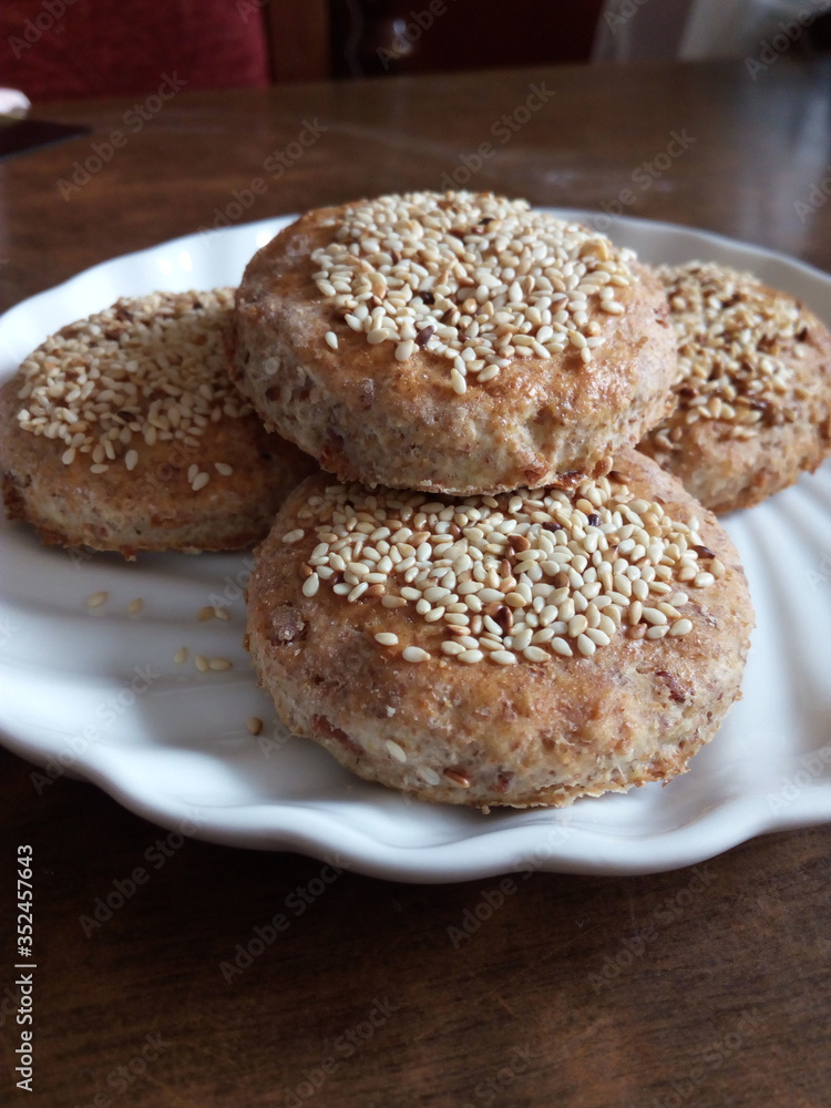 homemade bread with sesame seeds