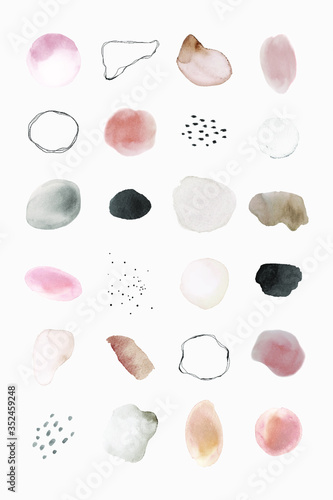 Colorful watercolor stain badge set vector