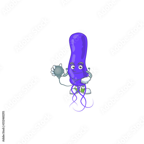 Cartoon character of blue spirila dedicated Doctor Work with stethoscope