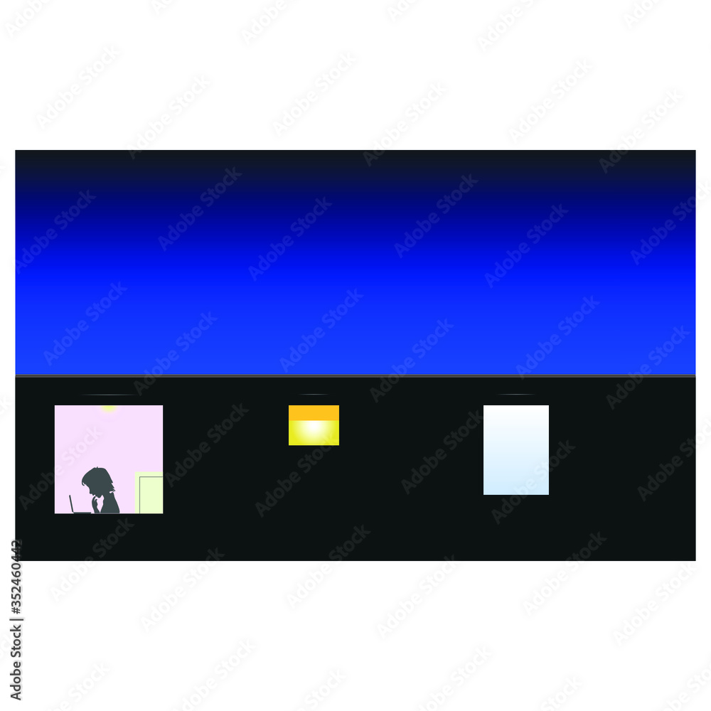 Vector graphic. man in the window of the house, night
Vector graphic. man in the window of the house, night