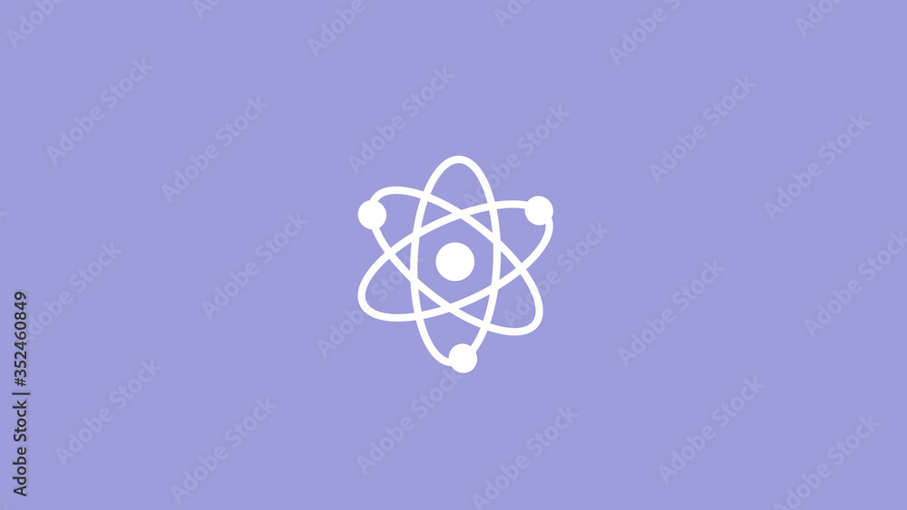 New white atom icon on blue light background,science icon New white atom icon on blue light background,science icon