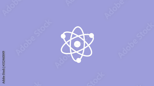 New white atom icon on blue light background,science icon © MSH