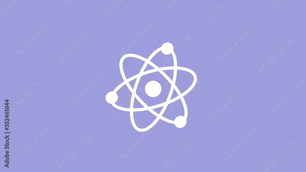 New white atom icon on blue light background,science icon New white atom icon on blue light background,science icon